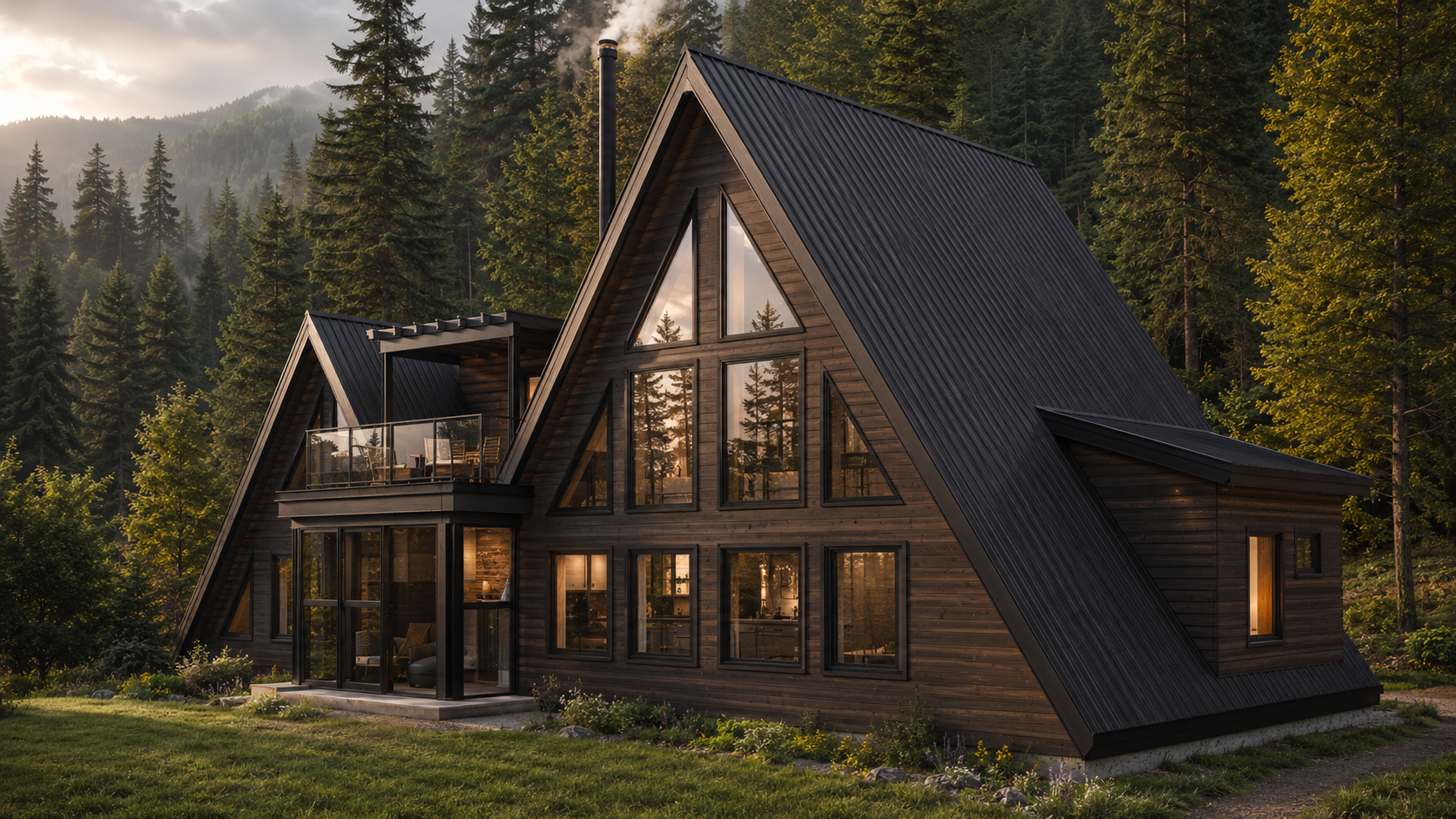Twin Peaks A-frame residence rendering