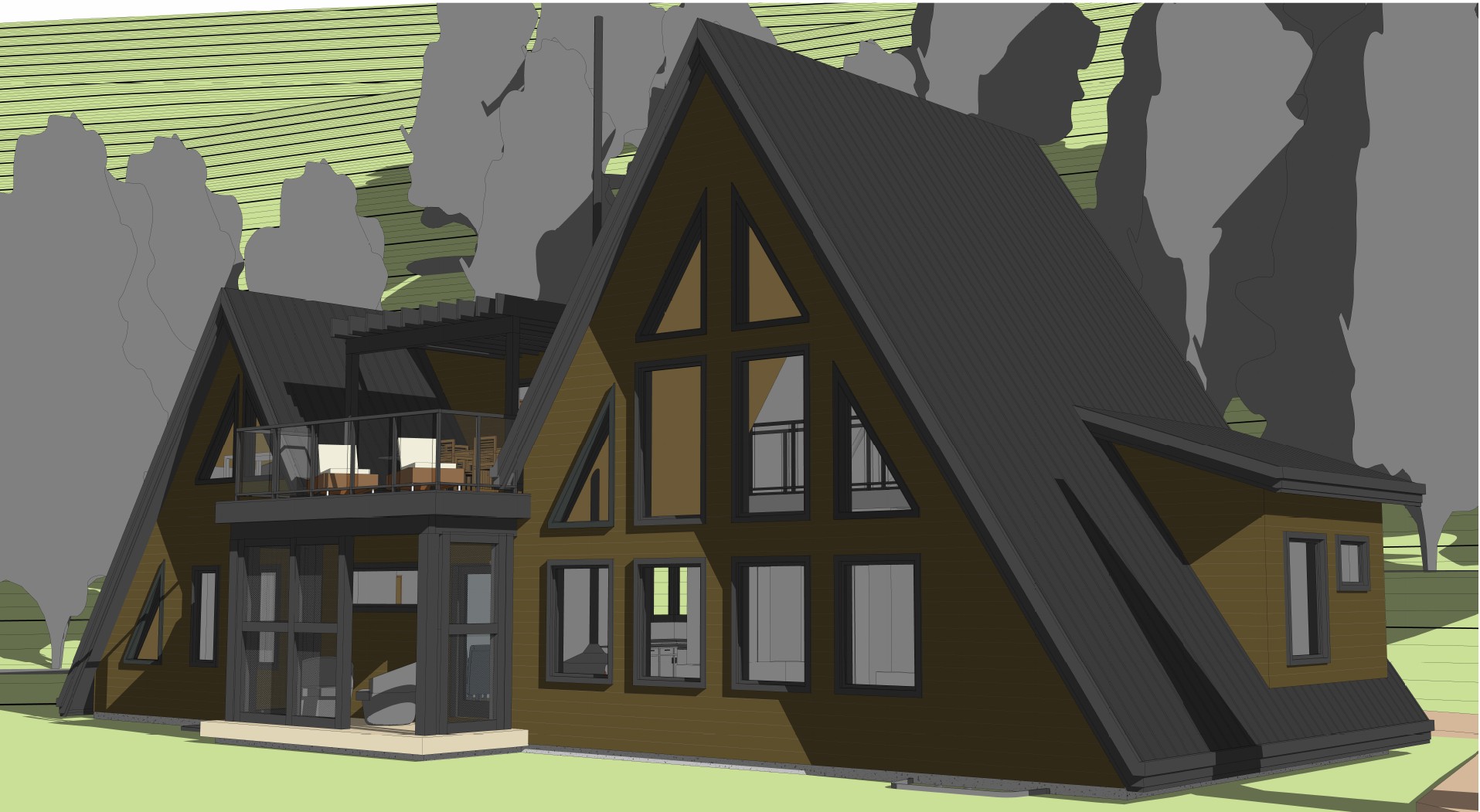 Twin Peaks A-frame residence rendering